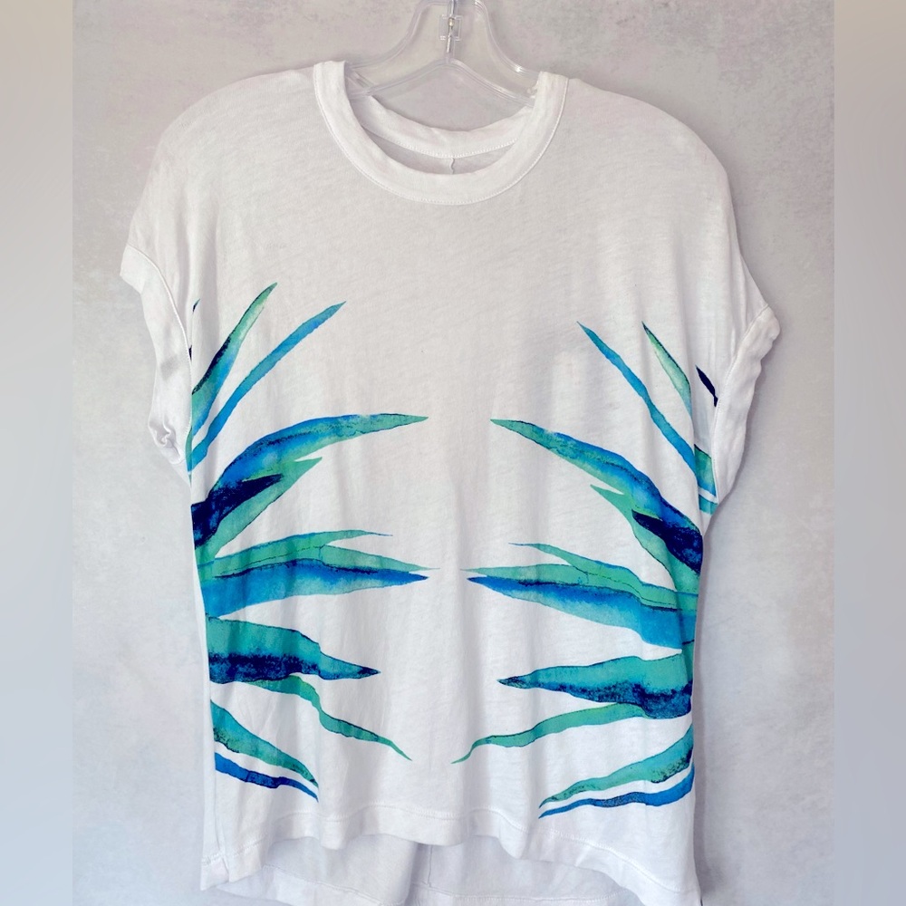 Chaser Hi- Lo Gauzy Cotton Crewneck Tee Graphic Size Small